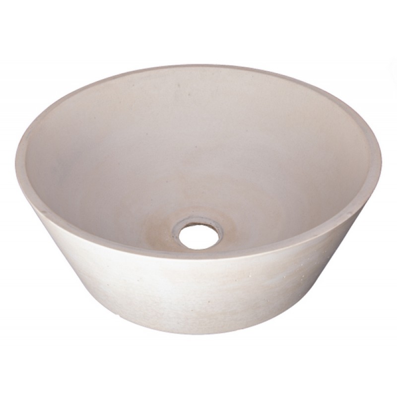 16-in Concrete Round Sloped Vessel Sink - Cream