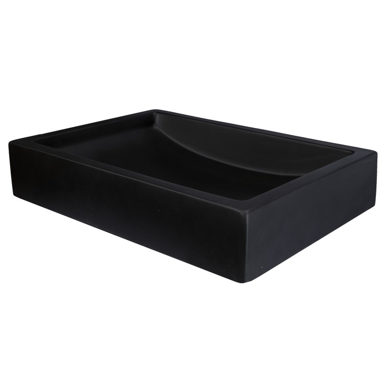22-in. Shallow Wave Concrete Rectangular Vessel Sink - Charcoal