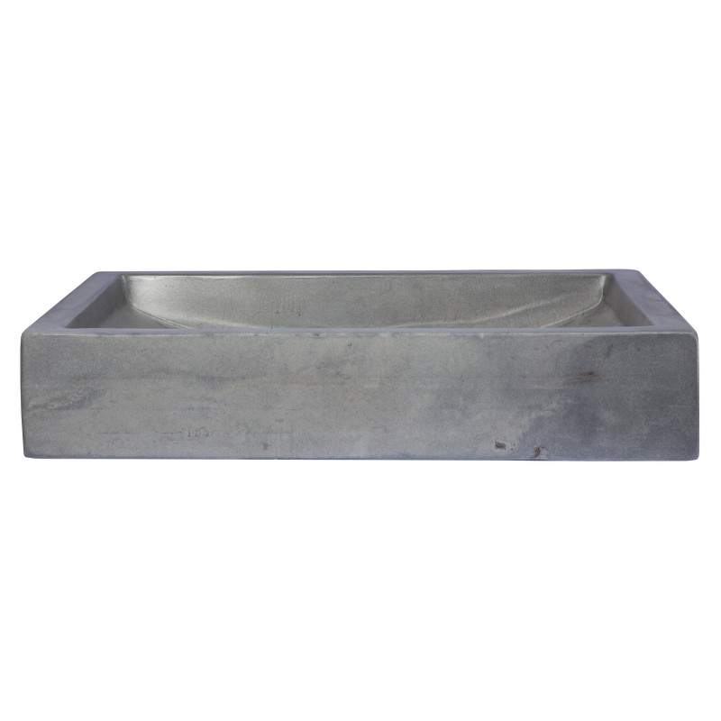22-in. Shallow Wave Concrete Rectangular Vessel Sink - Dark Gray