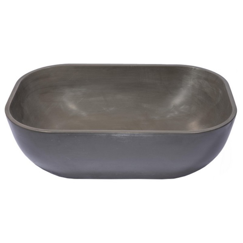 Rounded Corners Rectangular Concrete Vessel Sink - Charcoal