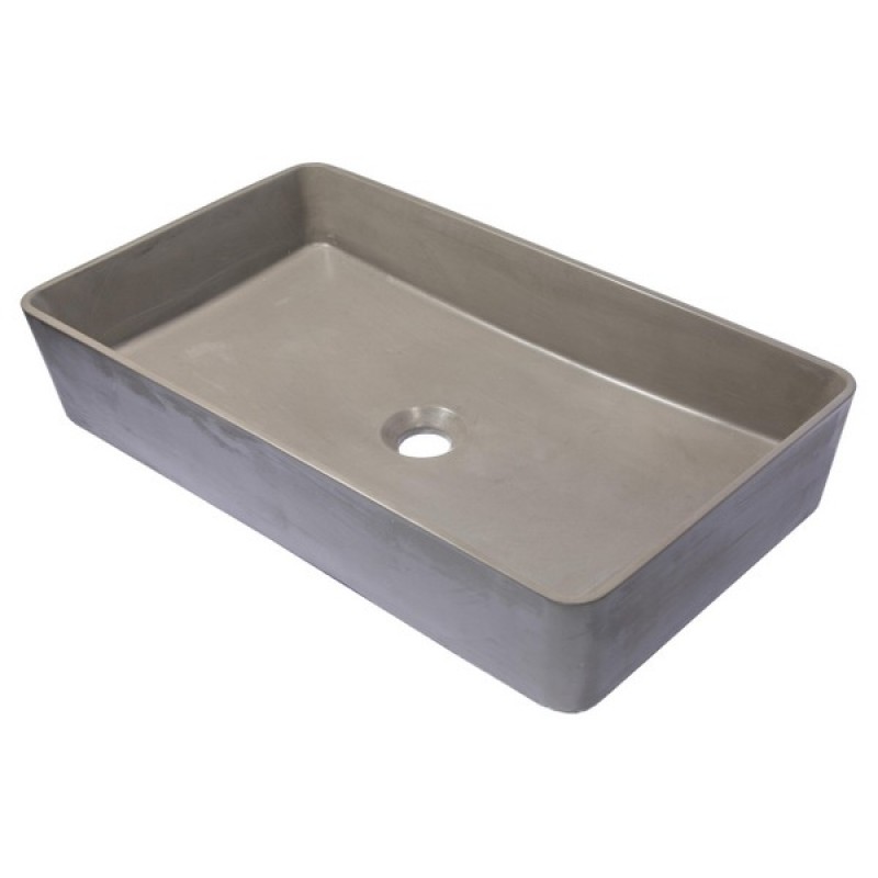 Wide Rectangular Concrete Vessel Sink - Dark Gray