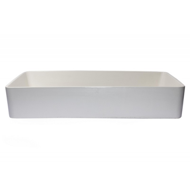 Wide Rectangular Concrete Vessel Sink - White