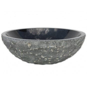 Black Granite Sink Rough Exterior -  Polished Inte...