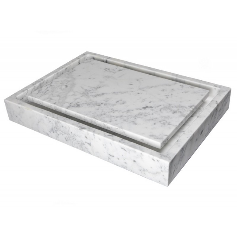 Rectangular Infinity Pool Sink - White Carrara Marble