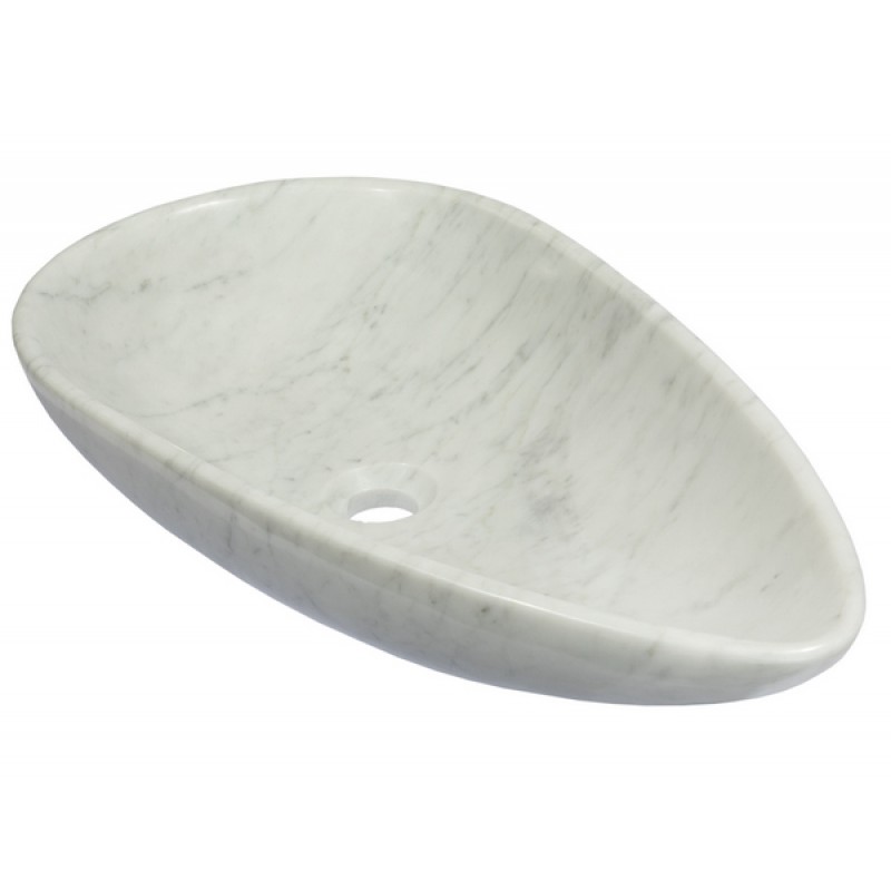 Pod Shaped Vessel Sink - Carrara White Marble
