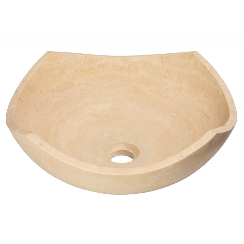 Arched Edges Bowl Sink - Honed Beige Travertine