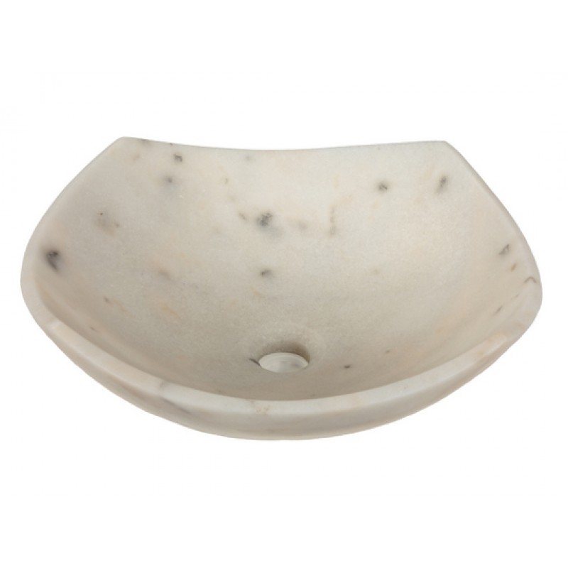 Arched Edges Bowl Sink - Honed White Marble