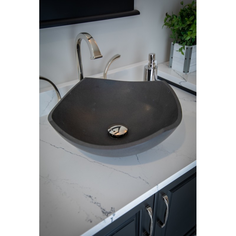 Arched Edges Bowl Sink - Honed Lava Stone