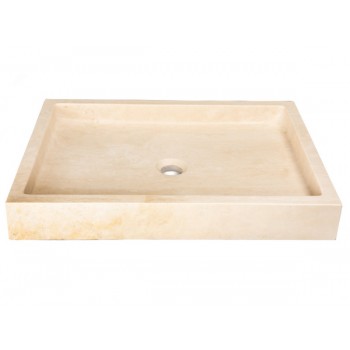 Rectangular Vessel Sink - Honed Beige Travertine