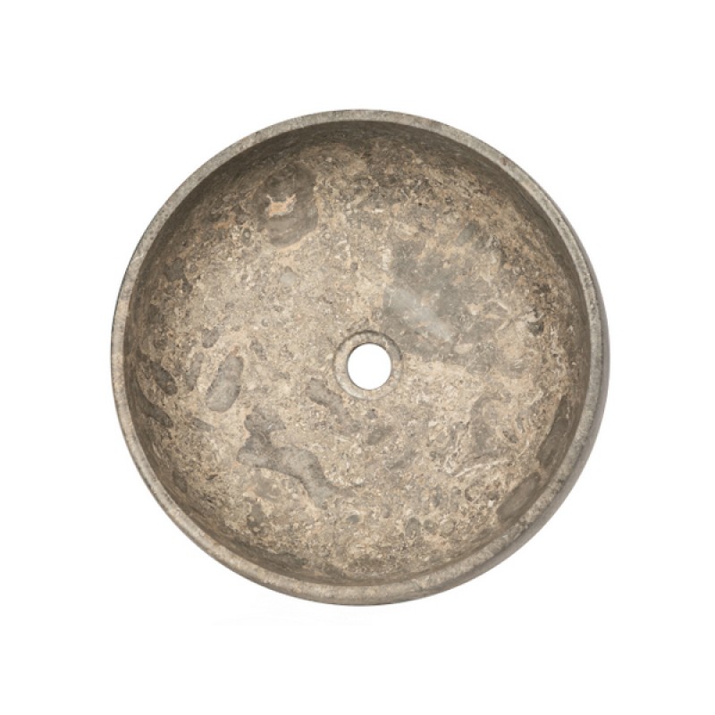 Gral Round Vessel Sink in Gray Marble