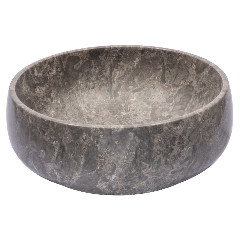 Gral Round Vessel Sink in Gray Marble