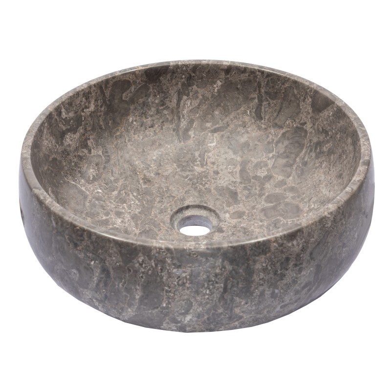 Gral Round Vessel Sink in Gray Marble