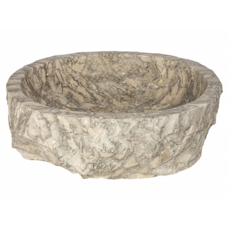 Rustic Grigio Marble Sink with Rough Exterior - Polished Interior