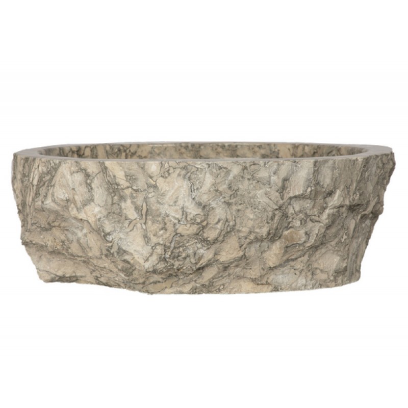 Rustic Grigio Marble Sink with Rough Exterior - Polished Interior