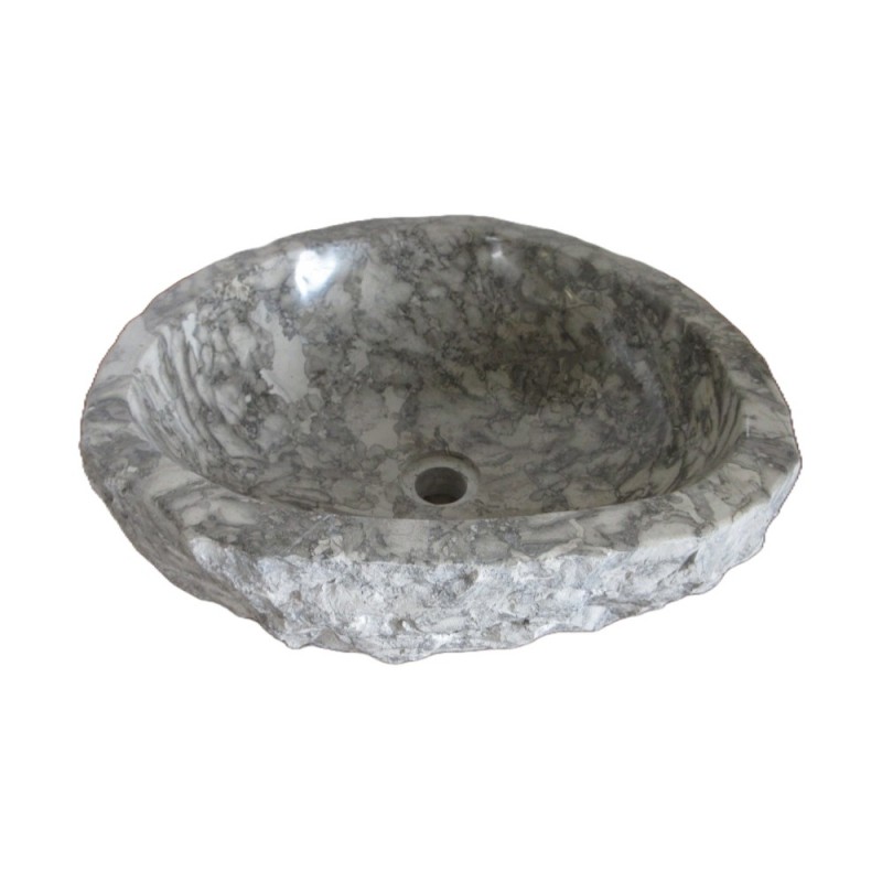 Rustic Grigio Marble Sink with Rough Exterior - Polished Interior