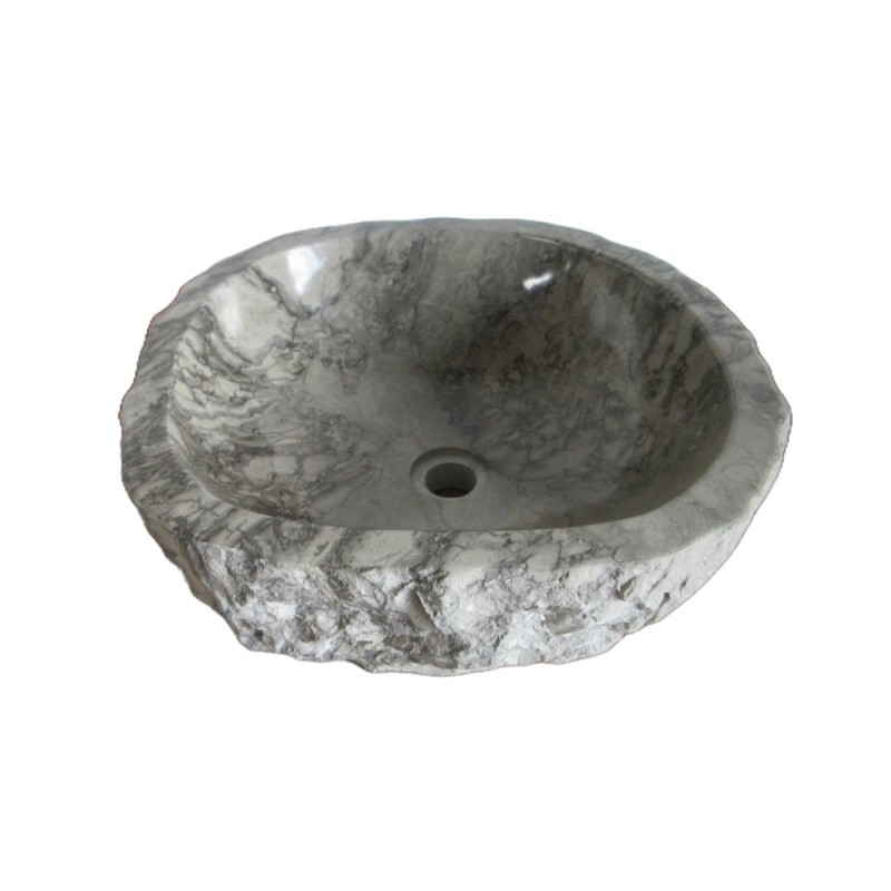 Rustic Grigio Marble Sink with Rough Exterior - Polished Interior