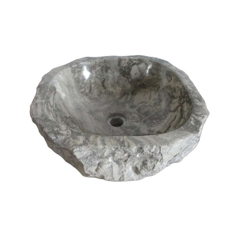Rustic Grigio Marble Sink with Rough Exterior - Polished Interior