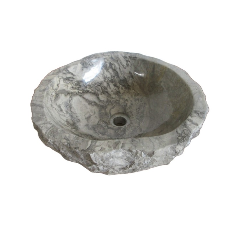 Rustic Grigio Marble Sink with Rough Exterior - Polished Interior