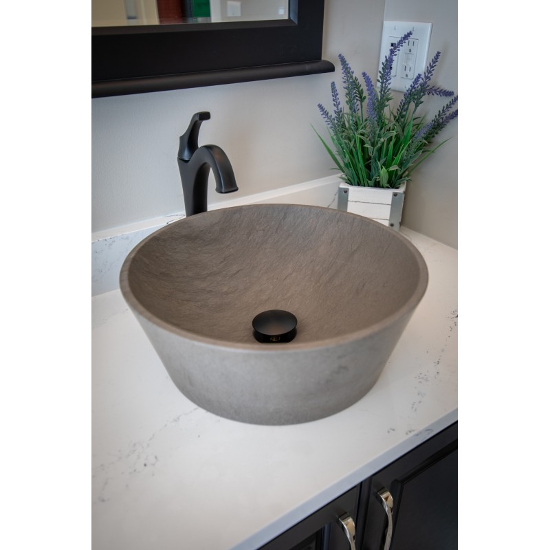 16-in Round Sloped Vessel Sink in Molly Grey Marble