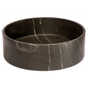 Thin Lip Round Column Vessel Sink - Nero Marquino Marble