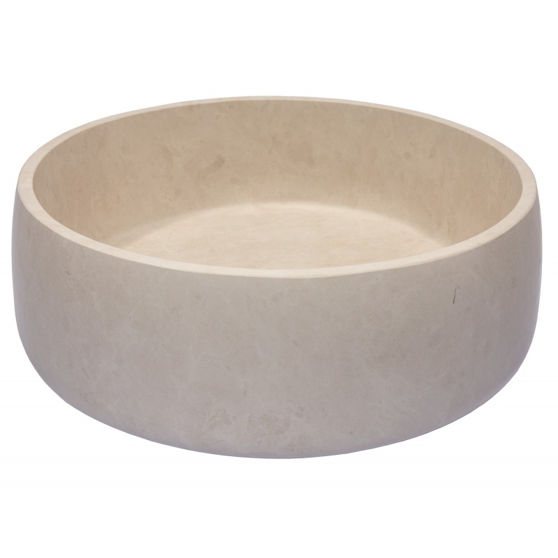 Rounded Vessel Sink in Beige Marble