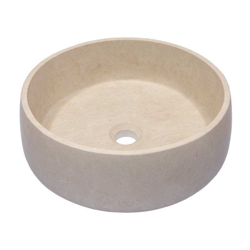 Rounded Vessel Sink in Beige Marble