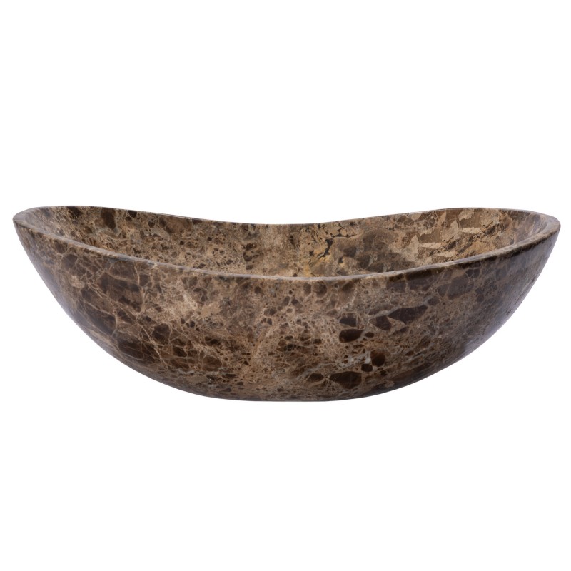 Stone Canoe Sink - Polished Dark Emperador Marble