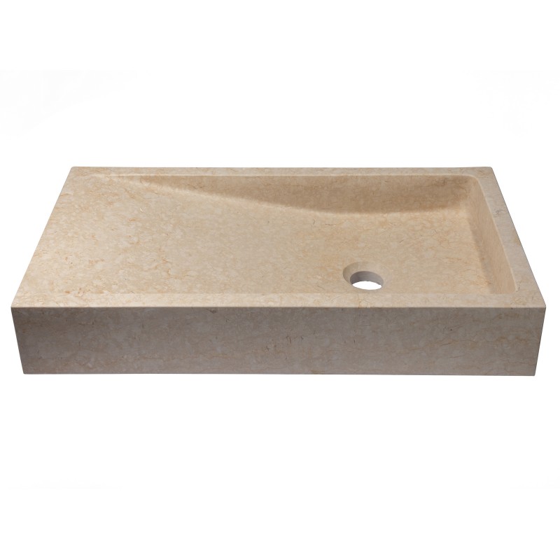 Rectangular Slopes Vessel Sink - Honed Galala Beige Marble