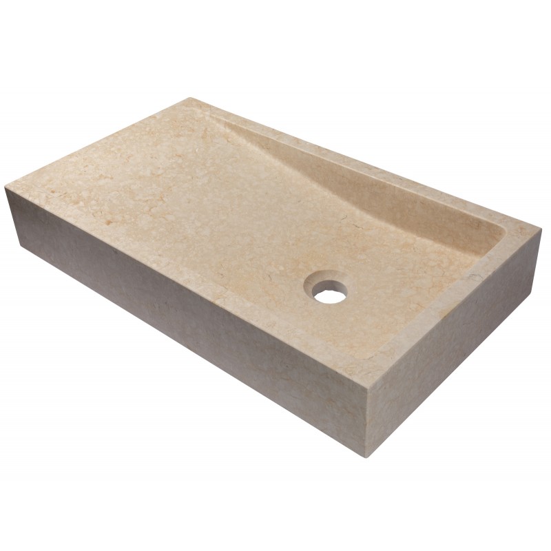 Rectangular Slopes Vessel Sink - Honed Galala Beige Marble