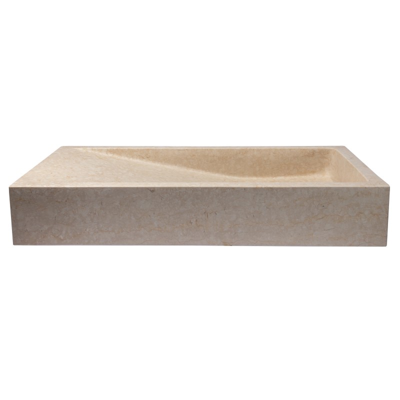 Rectangular Slopes Vessel Sink - Honed Galala Beige Marble