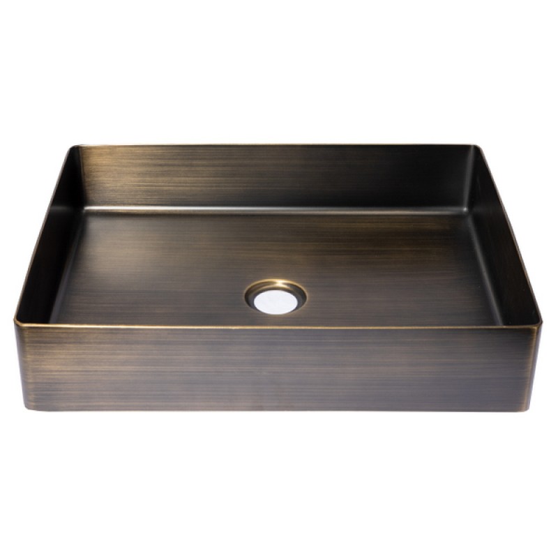 Rectangular 18.9 x 14.6-in Stainless Steel Vessel Sink in Antique with Drain