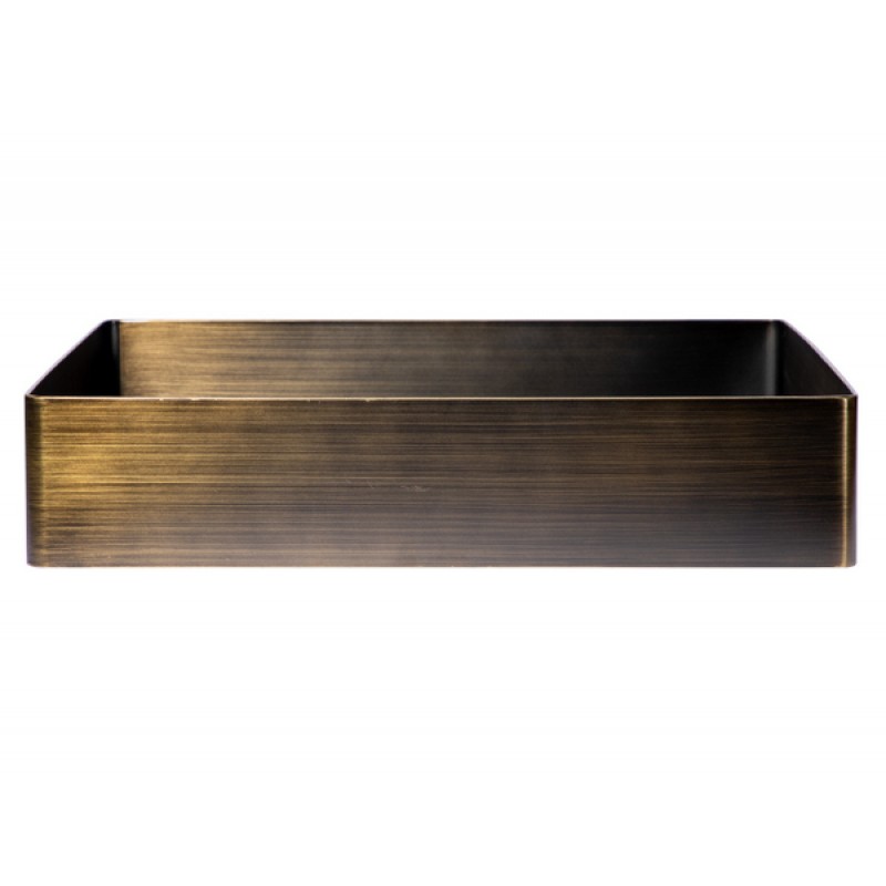 Rectangular 18.9 x 14.6-in Stainless Steel Vessel Sink in Antique with Drain