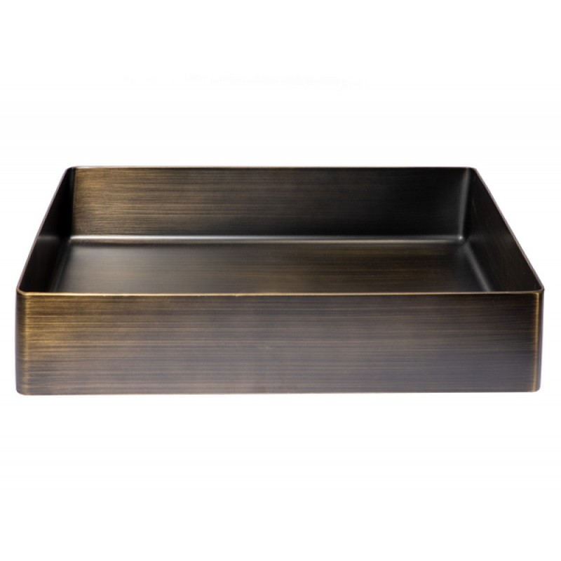 Rectangular 18.9 x 14.6-in Stainless Steel Vessel Sink in Antique with Drain