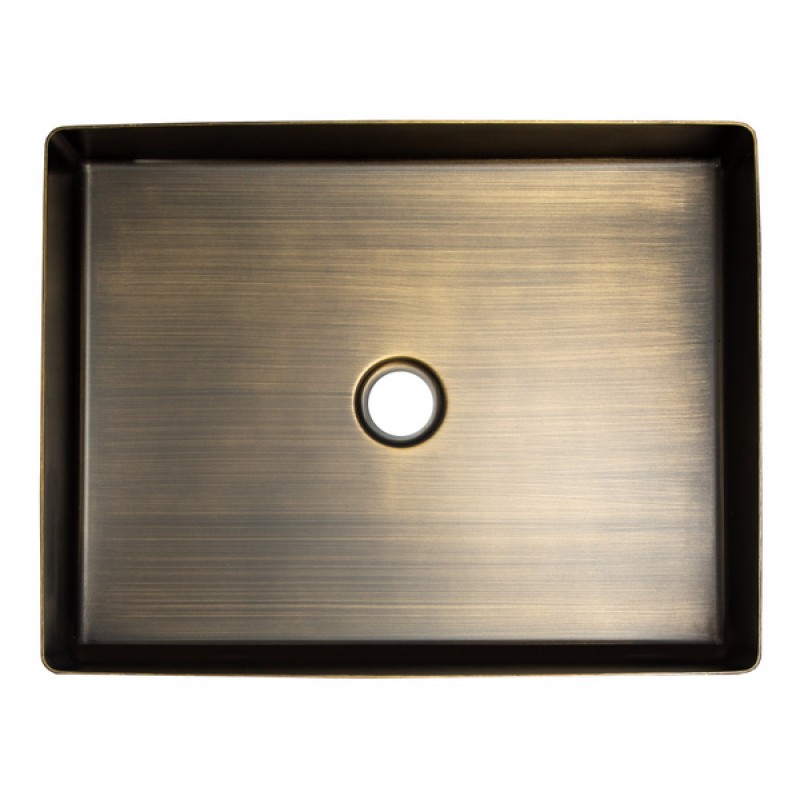 Rectangular 18.9 x 14.6-in Stainless Steel Vessel Sink in Antique with Drain