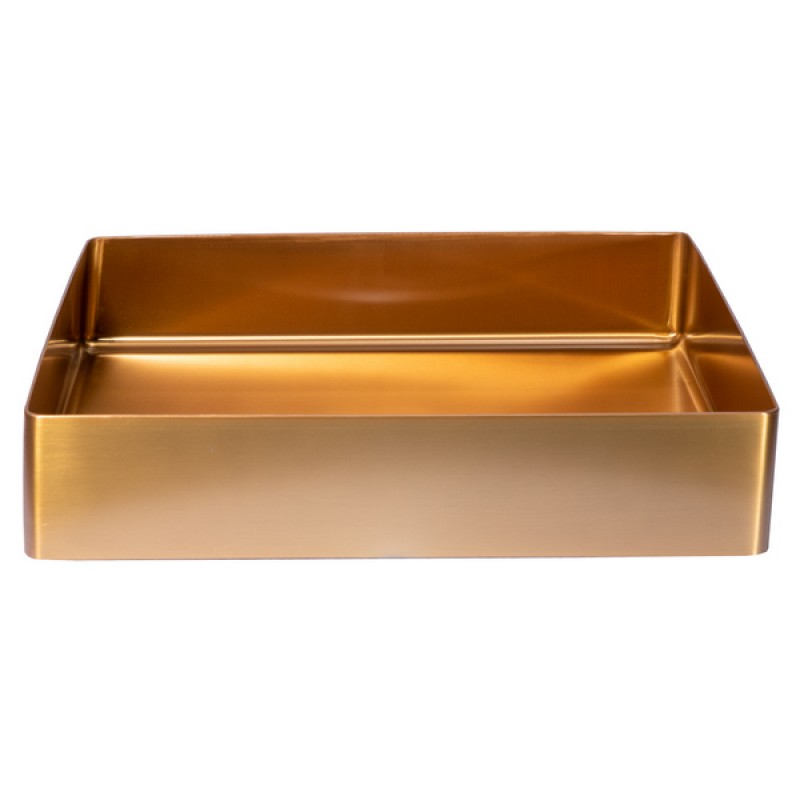 Rectangular 18.9 x 14.6-in Stainless Steel Vessel Sink in Rose Gold with Drain