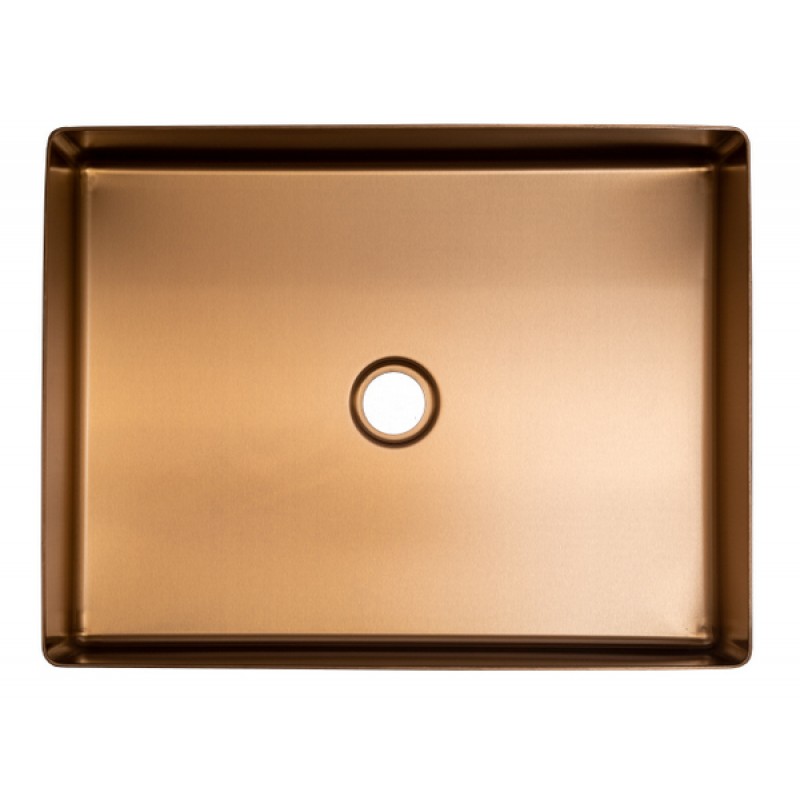 Rectangular 18.9 x 14.6-in Stainless Steel Vessel Sink in Rose Gold with Drain