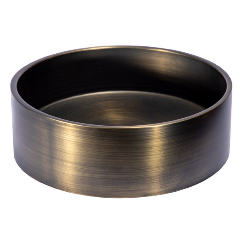Round 15.75-in Stainless Steel Vessel Sink with Rim in Antique with Drain