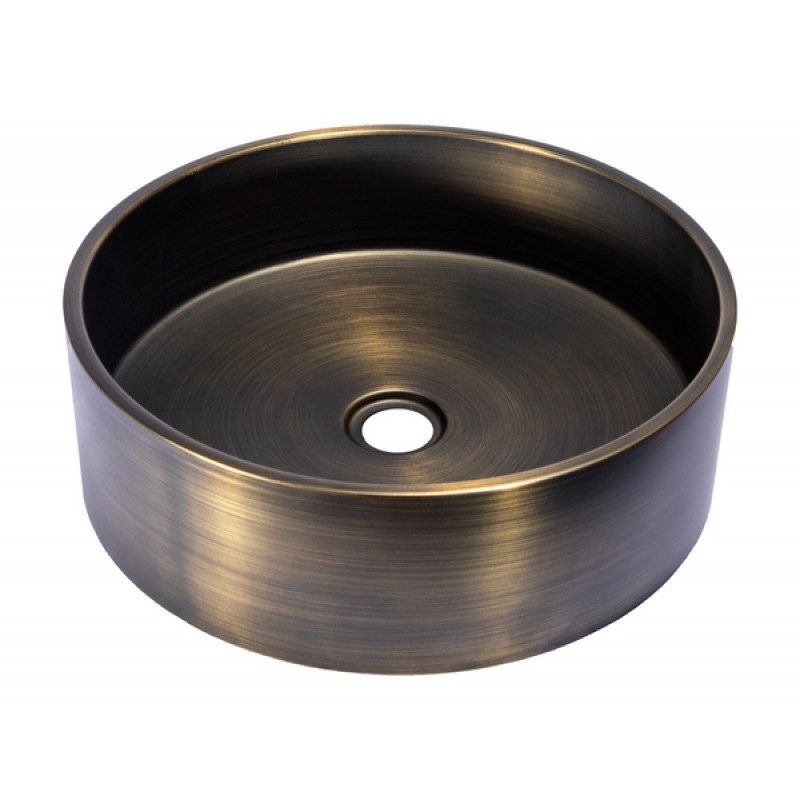 Round 15.75-in Stainless Steel Vessel Sink with Rim in Antique with Drain