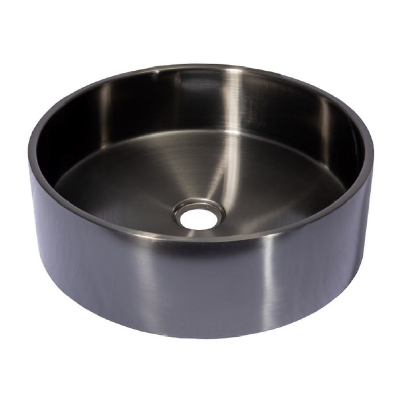 Round 15.75-in Stainless Steel Vessel Sink with Rim in Black with Drain