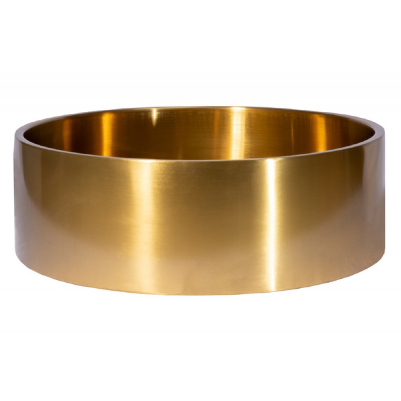 Round 15.75-in Stainless Steel Vessel Sink with Rim in Gold with Drain