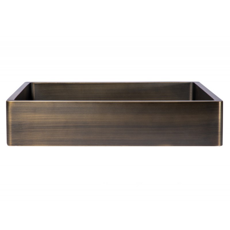 Rectangular 18.7 x 15.75-in Stainless Steel Vessel Sink with Rim in Antique with Drain
