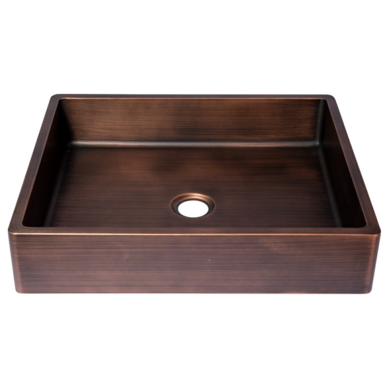 Rectangular 18.7 x 15.75-in Stainless Steel Vessel Sink with Rim in Bronze with Drain