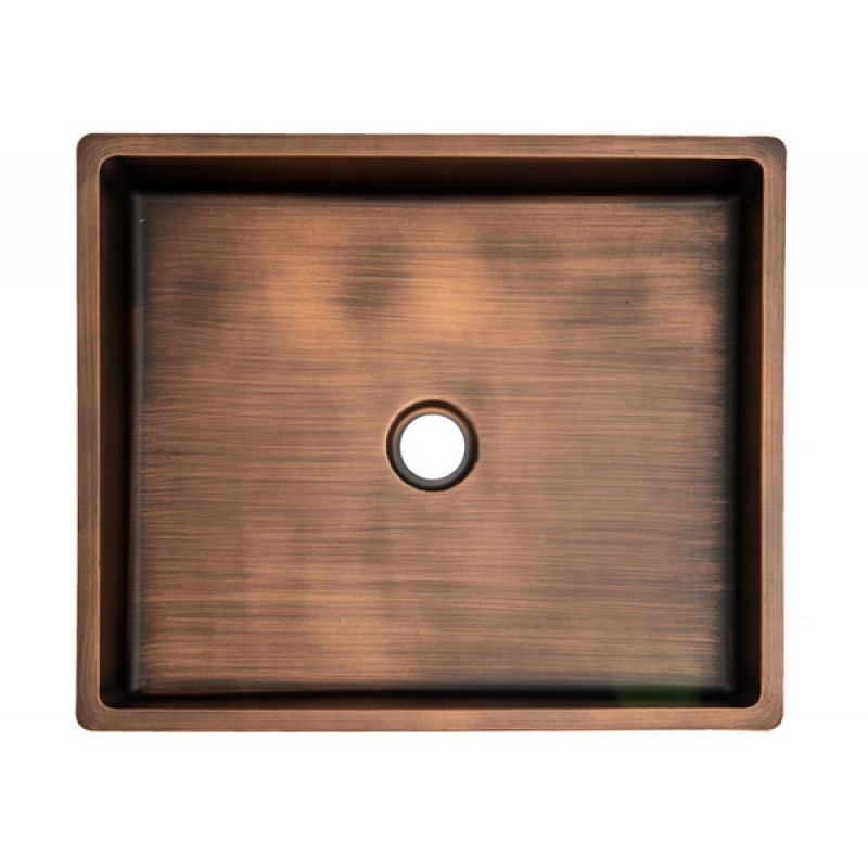 Rectangular 18.7 x 15.75-in Stainless Steel Vessel Sink with Rim in Bronze with Drain