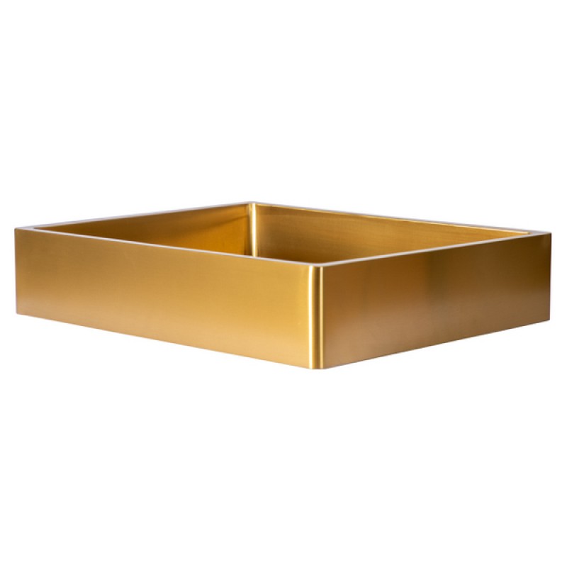 Rectangular 18.7 x 15.75-in Stainless Steel Vessel Sink with Rim in Gold with Drain