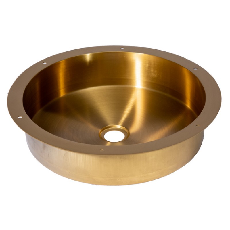 Round 15-in Stainless Steel Undermount Sink in Gold with Drain