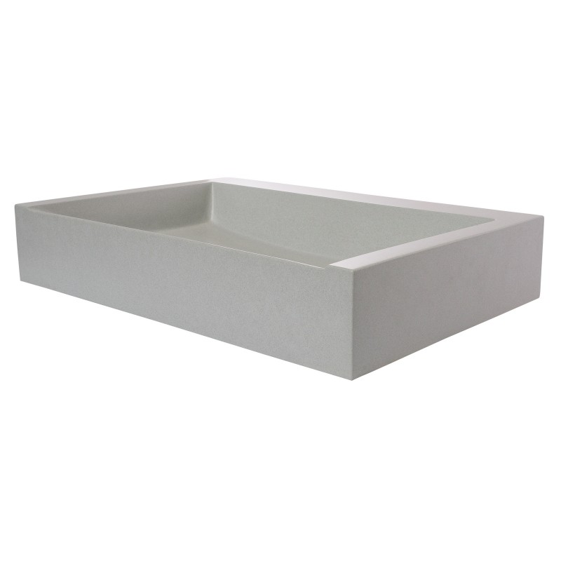 Rectangular Sloped Terrazzo Vessel Sink - Light Gray
