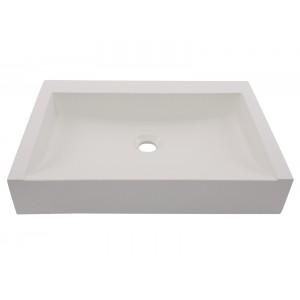 Rectangular Sloped Terrazzo Vessel Sink - White