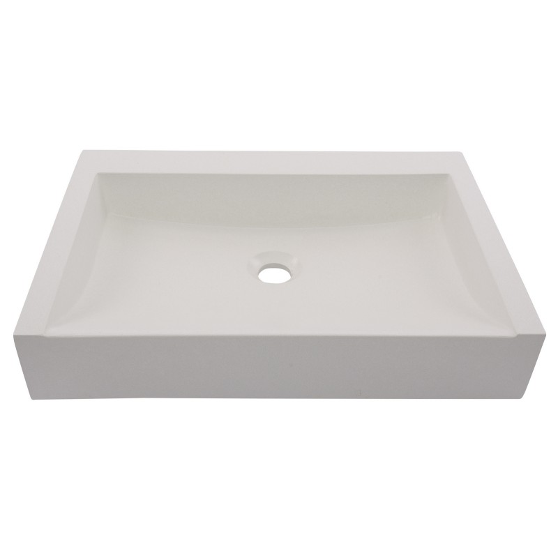 Rectangular Sloped Terrazzo Vessel Sink - White