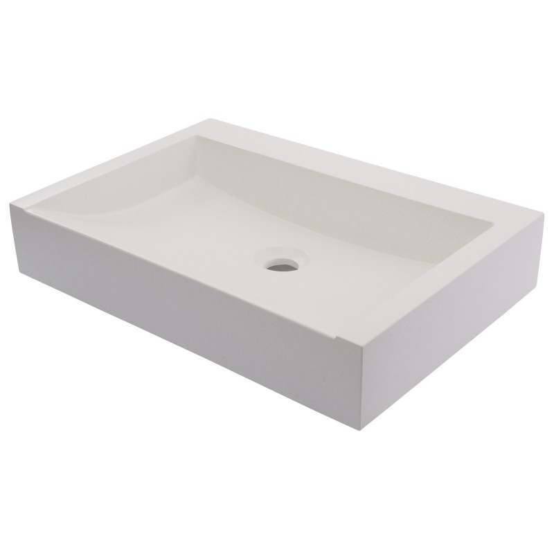 Rectangular Sloped Terrazzo Vessel Sink - White