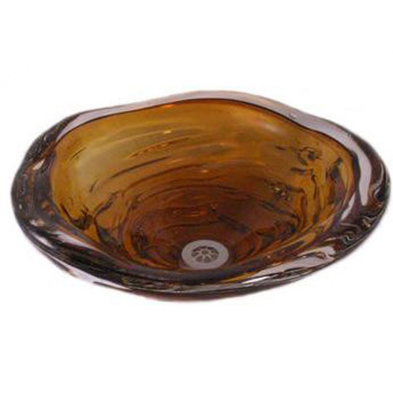 Handblown Glass Sink - Cal Breed Water Bowl Sink - Amber